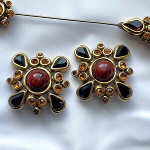 Vintage Jay Strongwater crystal clip earrings